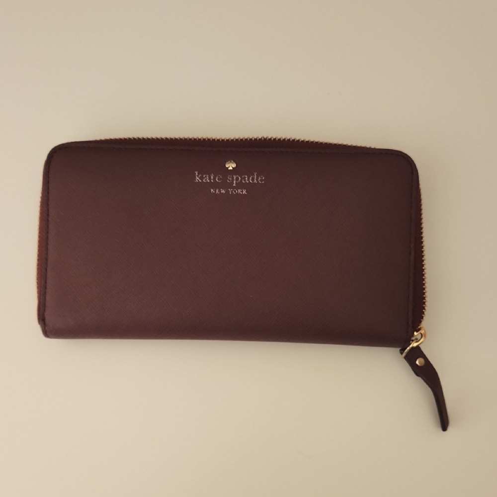 Kate Spade Lacey Mikas Pond Large Continental  Zippered Clutch Wallet - Mahogany